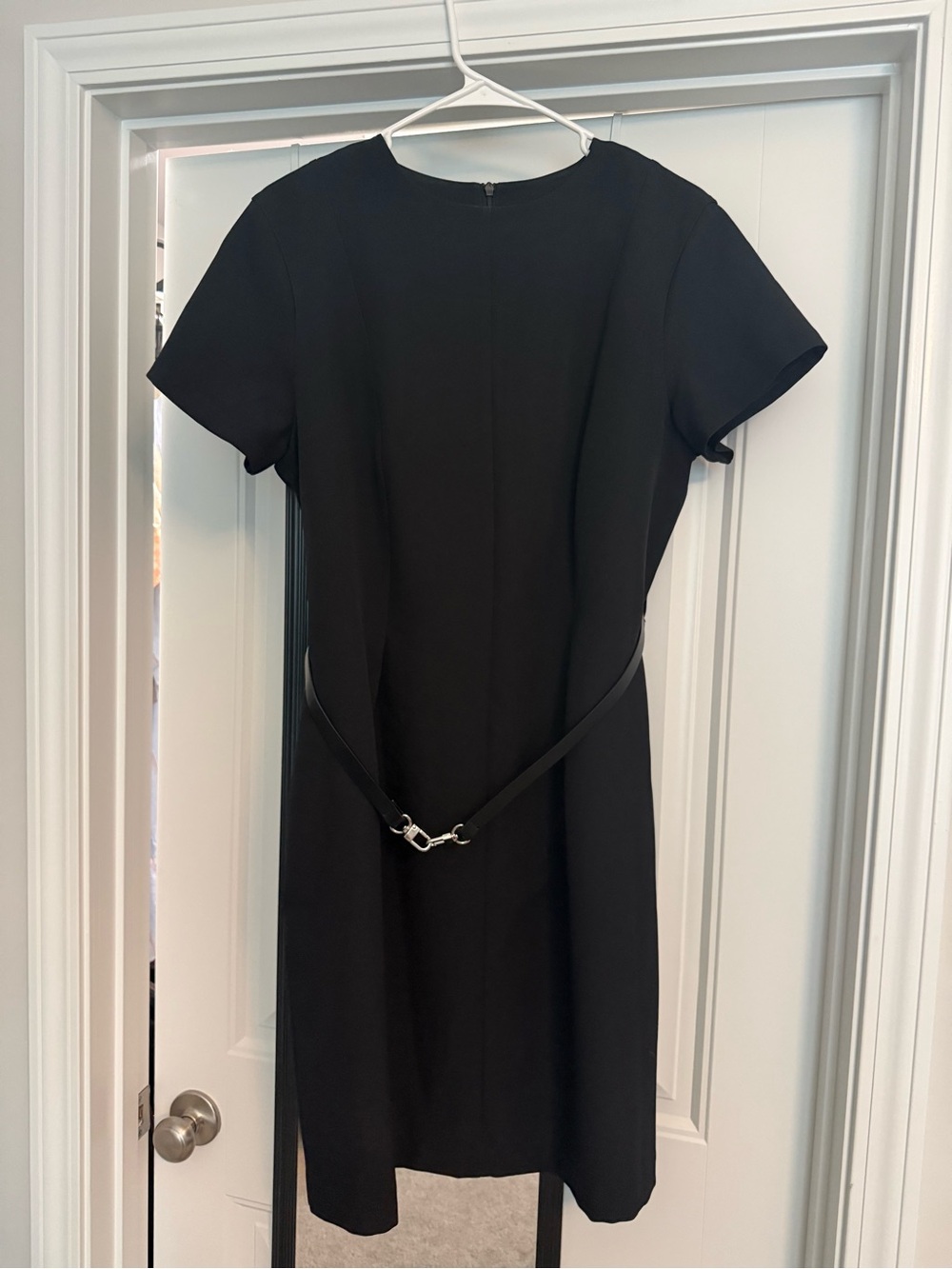 H&M Black Short-Sleeve Belted Sheath Dress